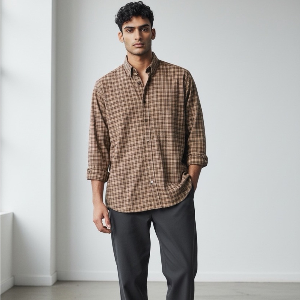Polo Ralph Lauren Classic Fit Brown and Burgundy Plaid Button Down Shirt - XLT